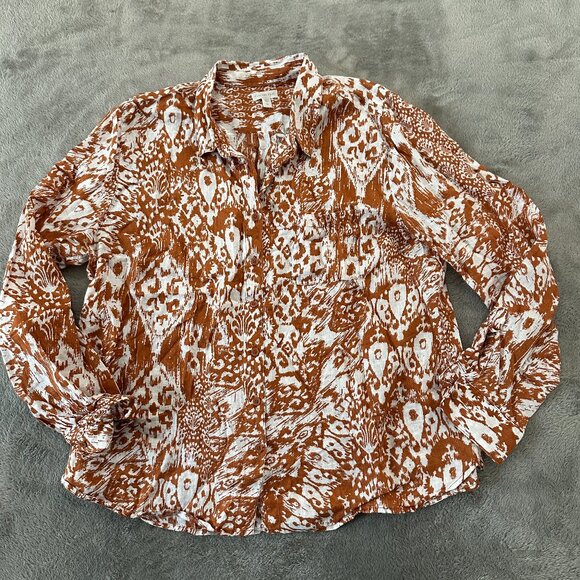 Garnet Hill 100% Linen Button Down Blouse Shirt Women's size 14 - Picture 1 of 5
